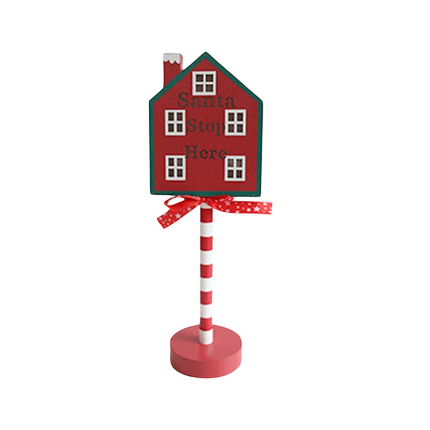 Christmas Santa Stop Here Sign LED Light Up North Pole Sign Tabletop Decorations for Home