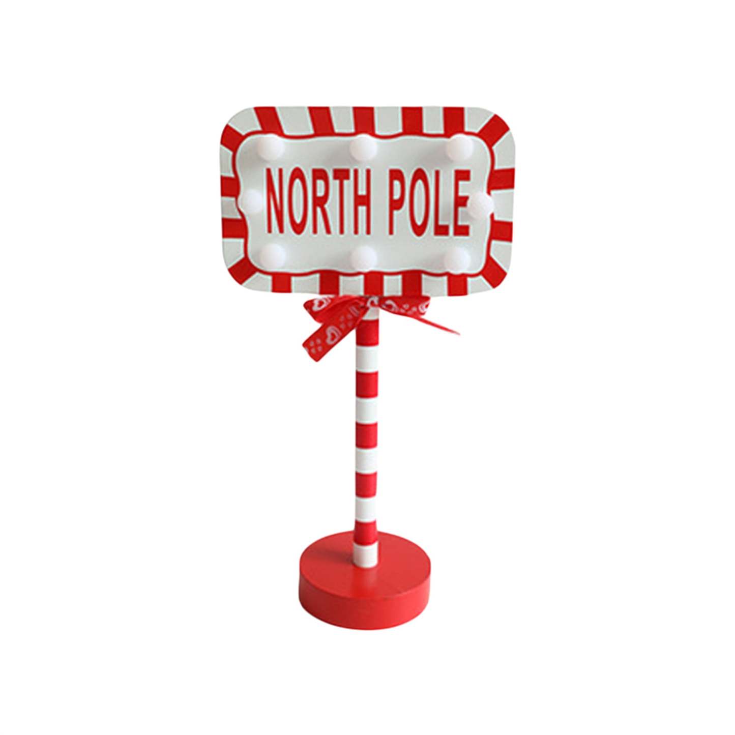 Christmas Santa Stop Here Sign LED Light Up North Pole Sign Tabletop Decorations for Home