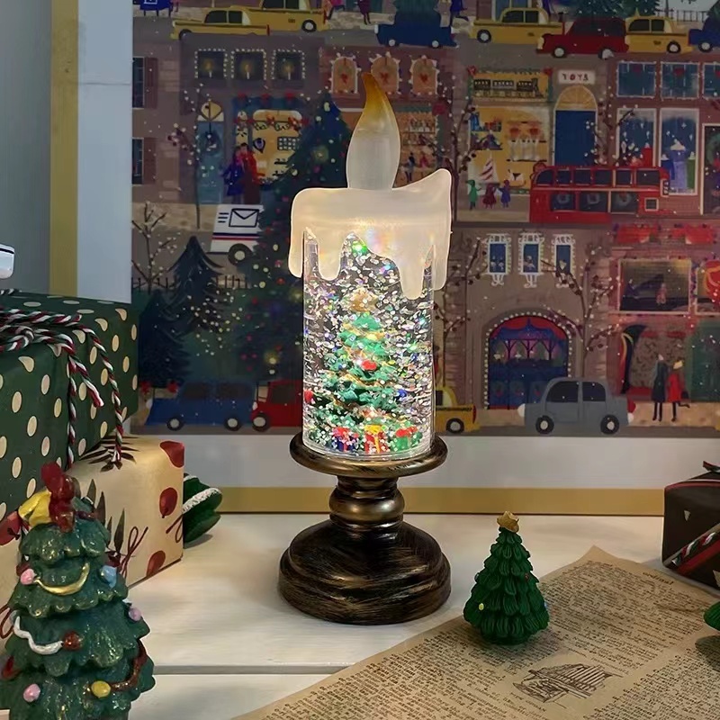 Christmas Lighted Snow Globe Lantern, Battery Operated Santa Snow Globes with Timer & Swirling Snow Effect | Glittering Spinning Candles for Holiday Home Decor, Festival Gift, Table Centerpiece