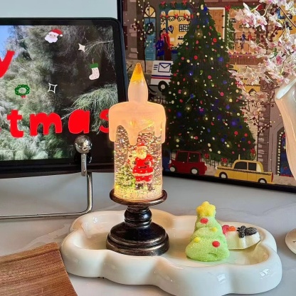 Christmas Lighted Snow Globe Lantern, Battery Operated Santa Snow Globes with Timer & Swirling Snow Effect | Glittering Spinning Candles for Holiday Home Decor, Festival Gift, Table Centerpiece