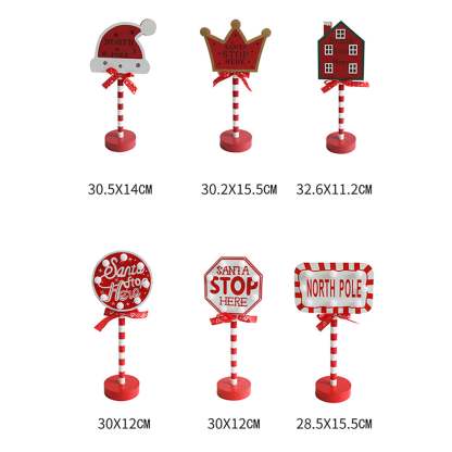 Christmas Santa Stop Here Sign LED Light Up North Pole Sign Tabletop Decorations for Home