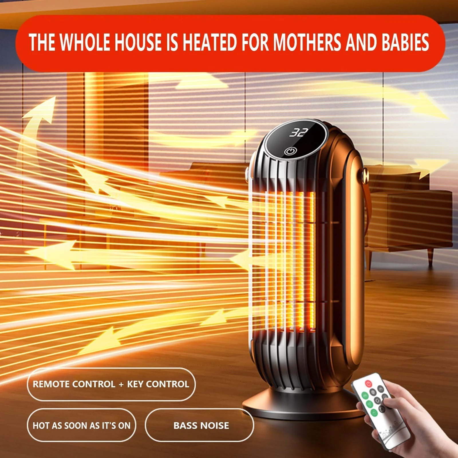Space Heater, 1500W Oscillating Ceramic Tower Heater