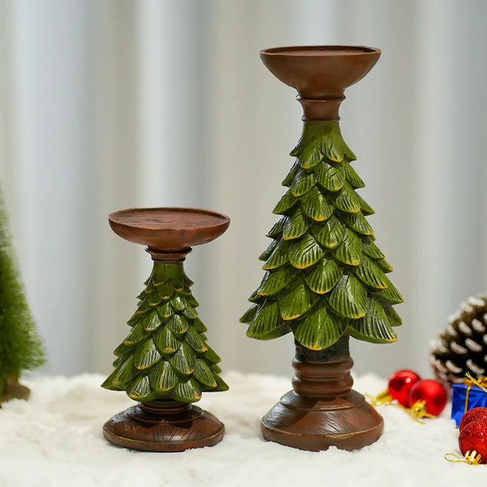 Home Figurines Christmas Tree Candle Stand Holder Decor
