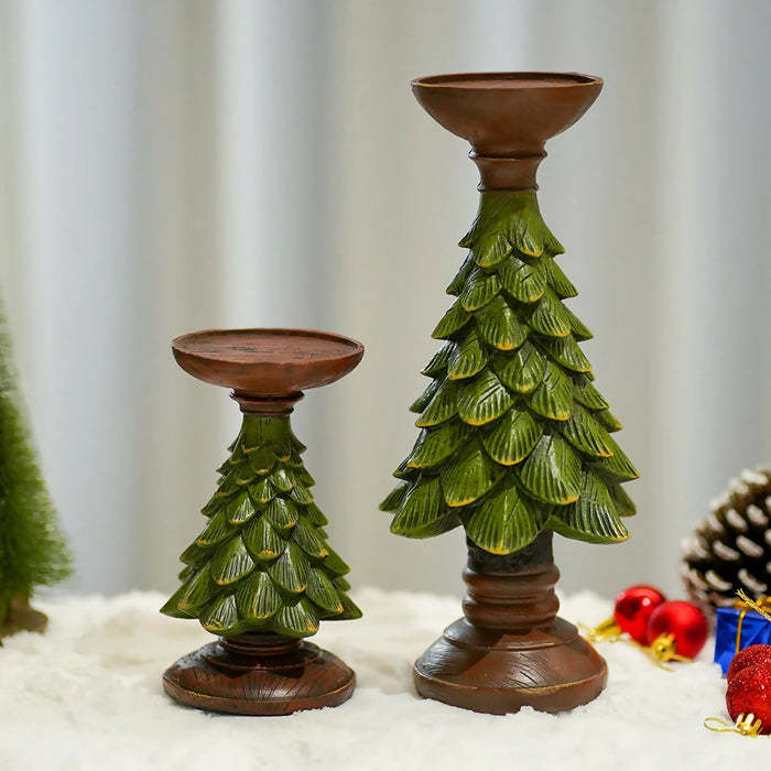 Home Figurines Christmas Tree Candle Stand Holder Decor