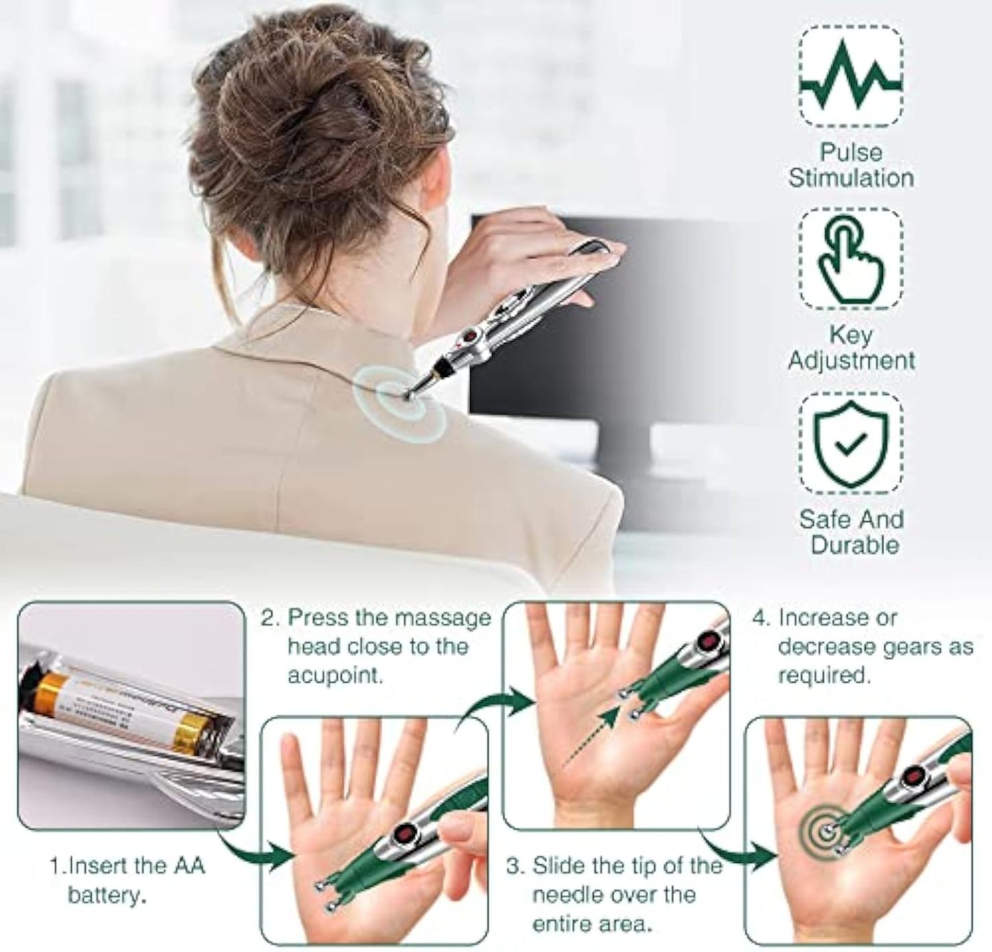 Pain Relief Pen - Acupuncture Pen Muscle Circulation Massage Meridian Body Massager Pain Relief