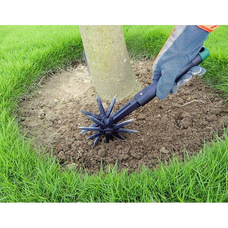 Premium Rotary Hand Cultivator Tool Manual Lawn Scarifier For Garden