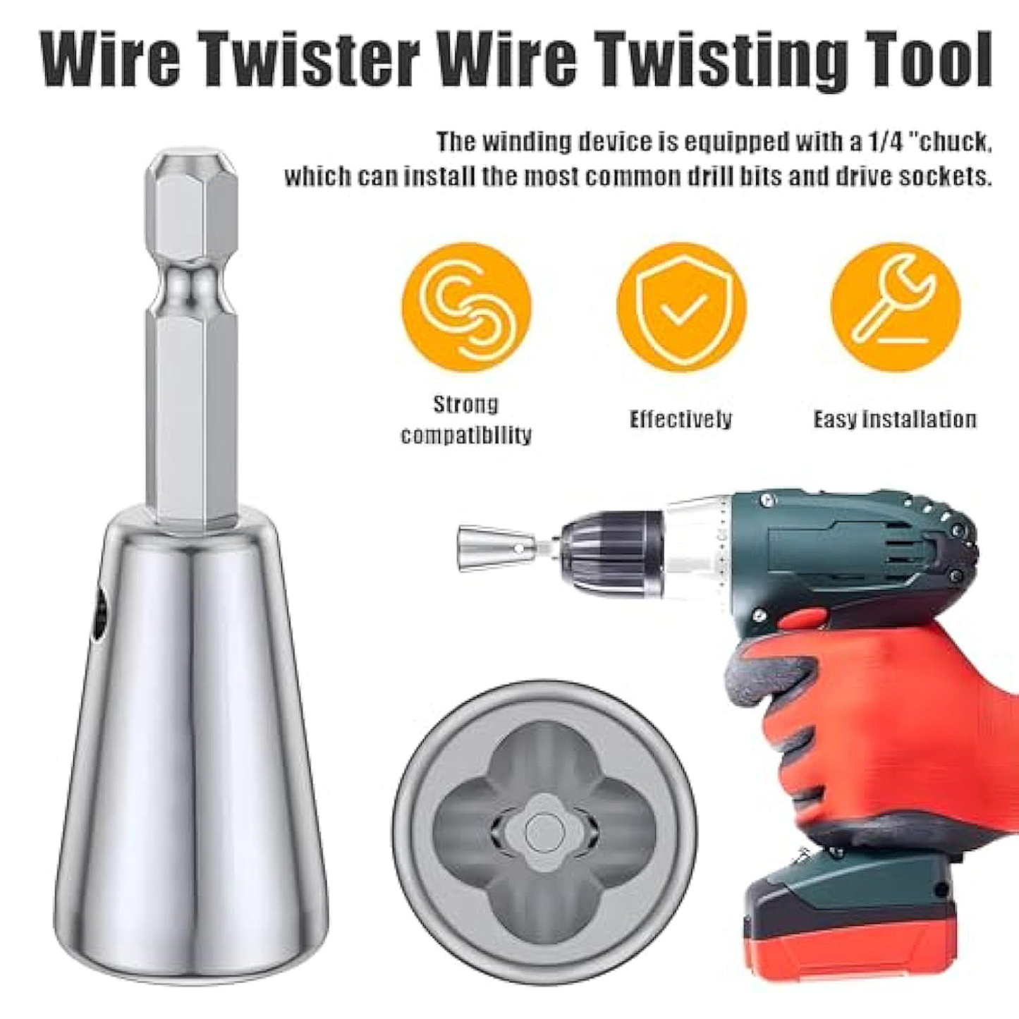 Wire Twister Tool for Drill, Wire Twisting Tool for Drill, Drill Wire Twister for Electricians, Electrical Wire Nut Twister for Drill