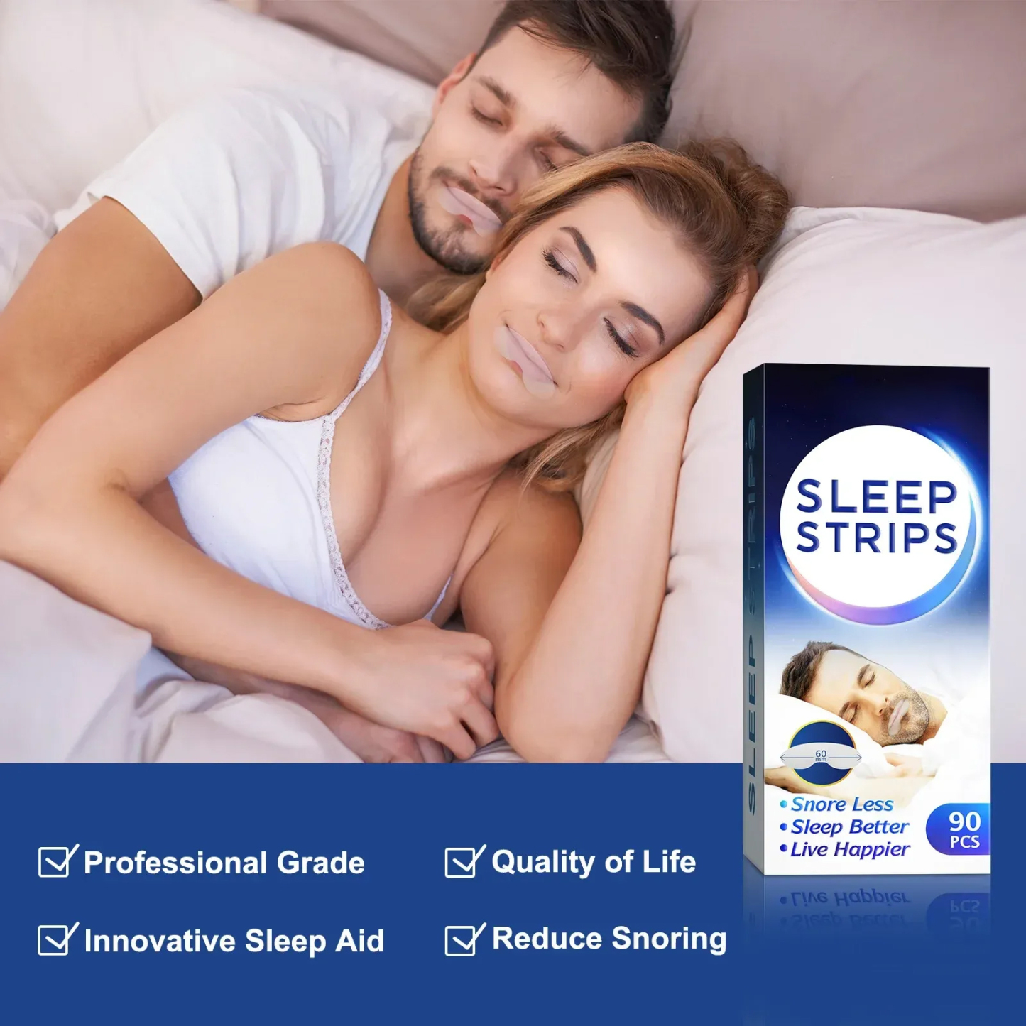 90 Pcs Mouth Tape Sleep Strip for Anti-snoring Mouth Breathing Tape To Improve Sleep Mouth Stickers for Snoring Lip Patch