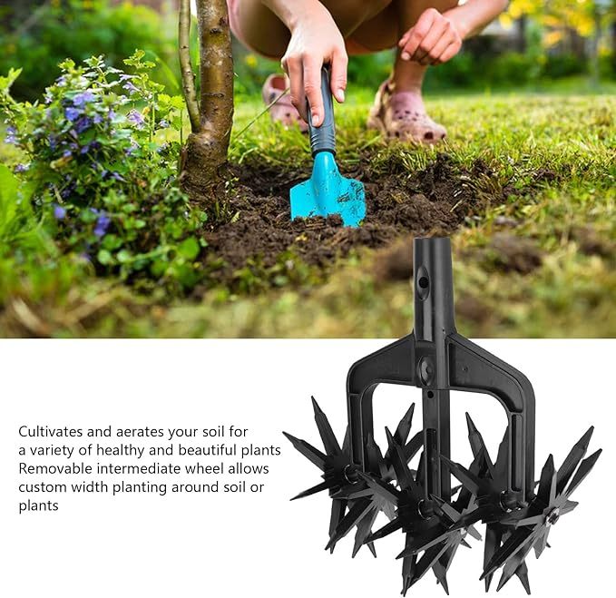 Premium Rotary Hand Cultivator Tool Manual Lawn Scarifier For Garden