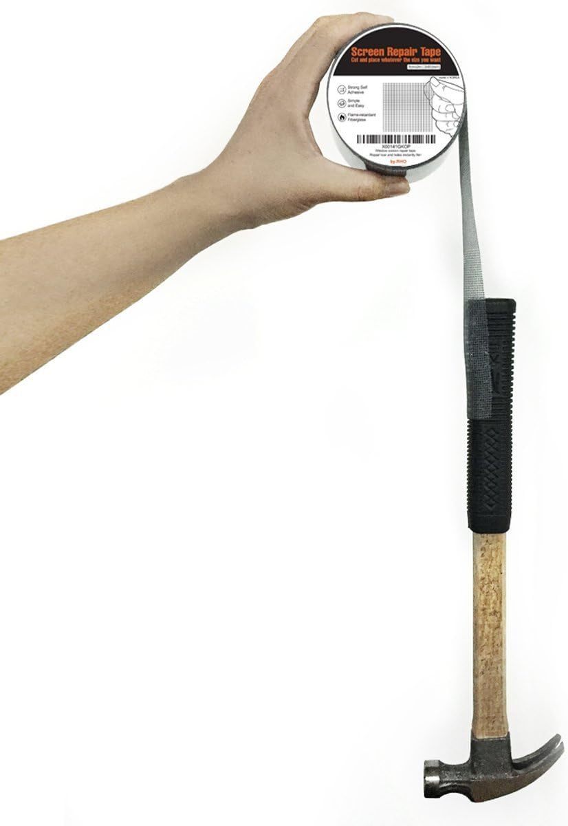 by.RHO Window Screen Repair Kit Tape (Black, 2" x 15FT) for Window Screen and Screen Door Tears Holes 3-Layer Strong Adhesive & Waterproof Tape Fiberglass Covering mesh