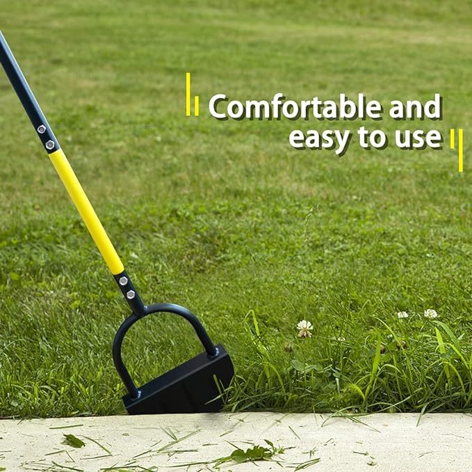 Garden Edger Half Moon Saw-Tooth Hand Edger Manual Lawn Step Edger with Long Handle Landscaping Tool Garden Edger for Driveway