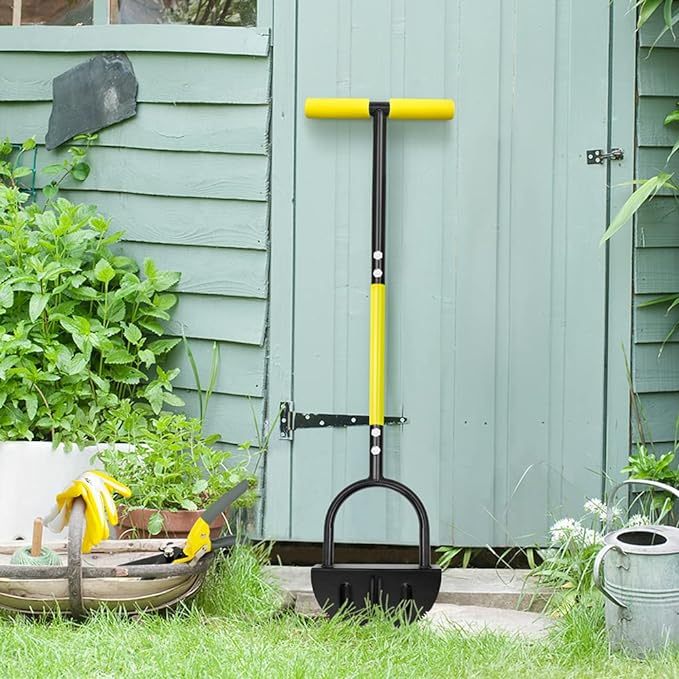 Garden Edger Half Moon Saw-Tooth Hand Edger Manual Lawn Step Edger with Long Handle Landscaping Tool Garden Edger for Driveway