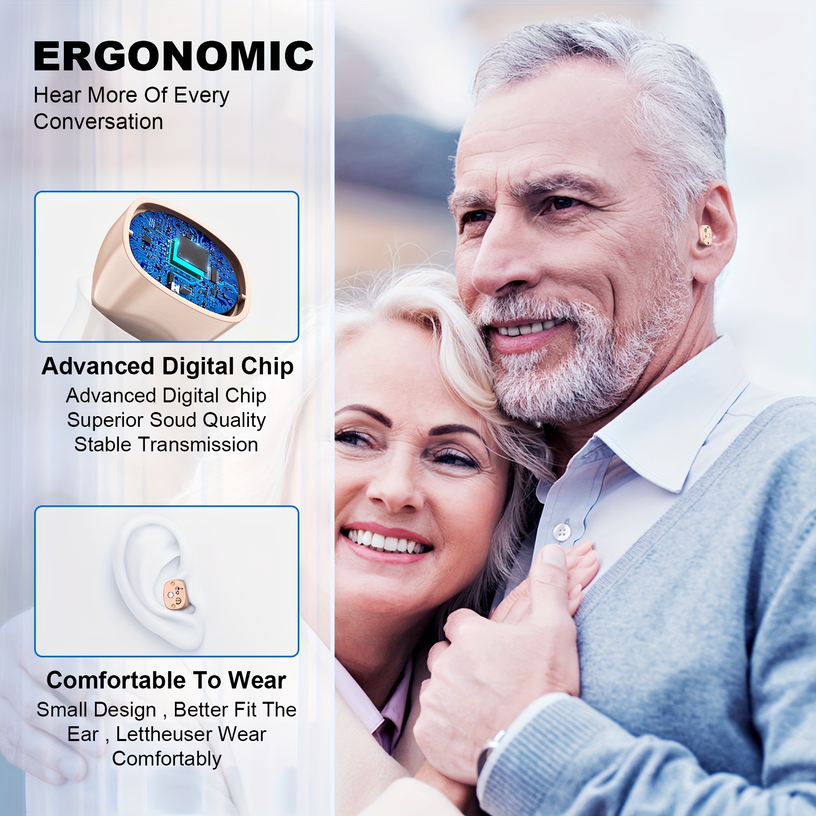 Mini Hearing Aids For Seniors Rechargeable With Noise Cancelling,Hearing Aids For Adults, Digital Hearing Amplifier For Hearing Loss, Invisible Hearing Aid, Hearing Devices Assist