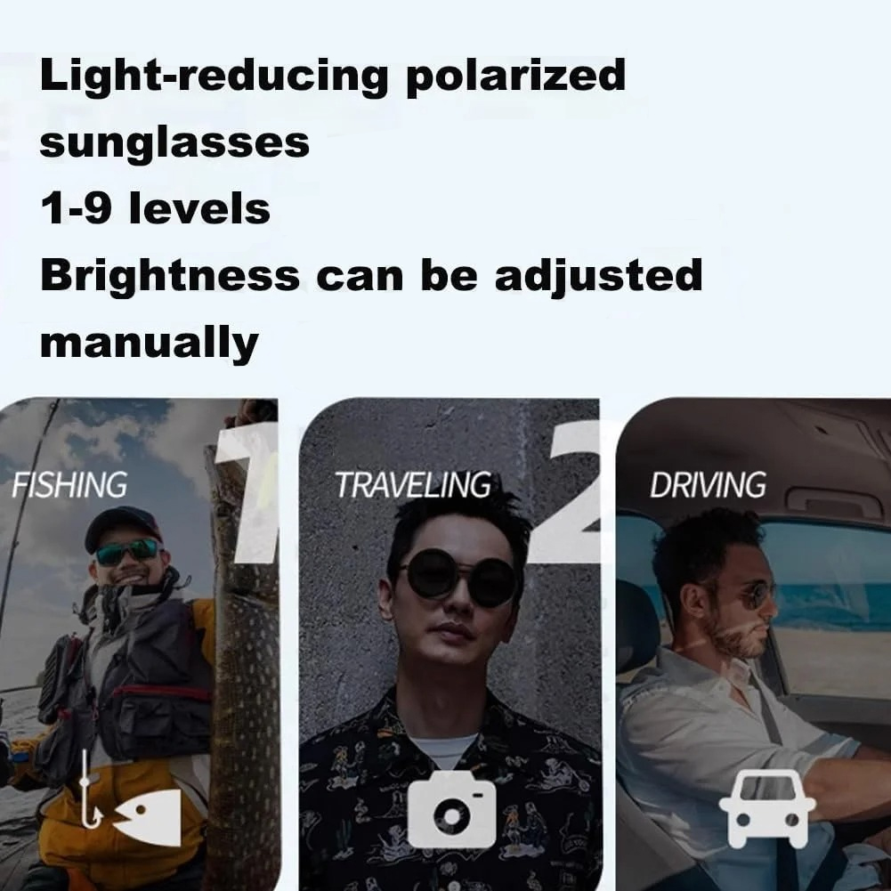 Dimmable ND Dimming Sunglasses, Fishing, Welding, Outdoor, Motorcycle Retro Sunglasses