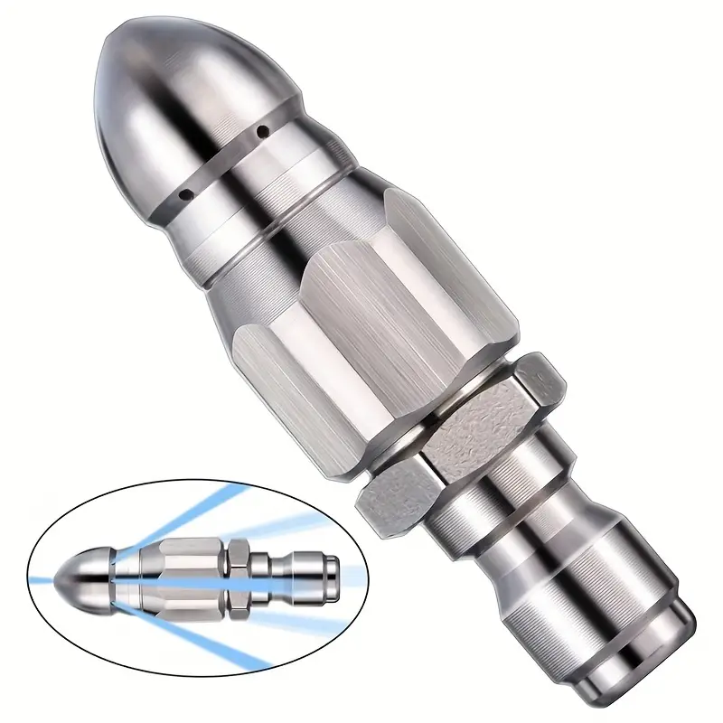 1pc sewer pipe unblocking stainless steel high pressure nozzle stainless steel quick connect 1 4 pipe cleaning rotating nozzle unblocking nozzle details 5