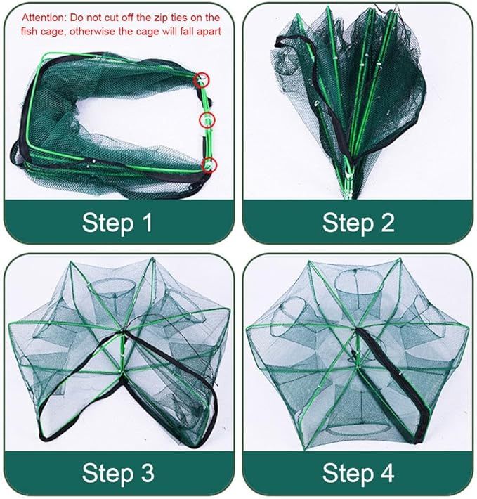Auto-Foldable Strengthened Fishing Trap Net