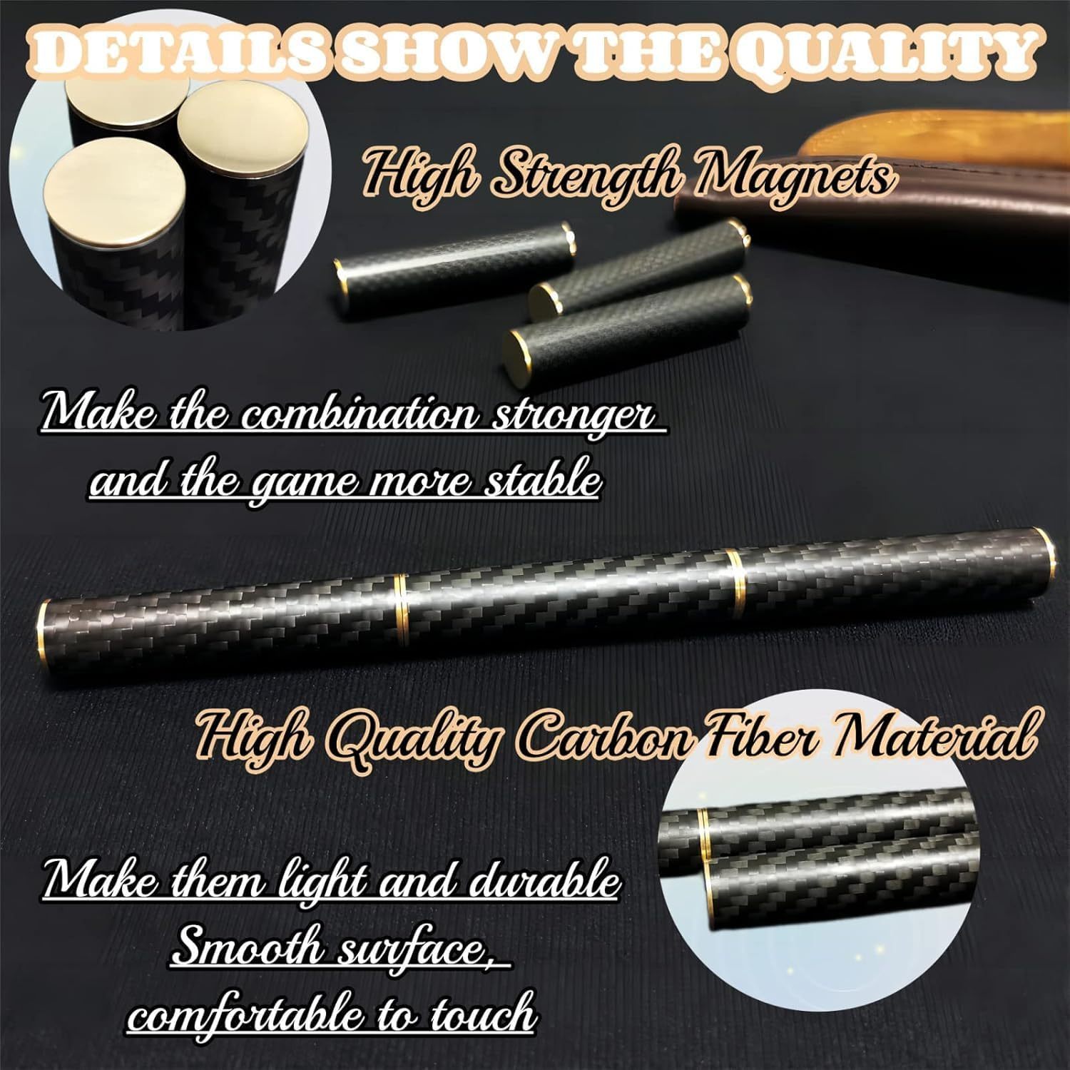 Black Magnetic Sticks Fidget Toys for Fidgeter, 8 Inch Long Magnetic Fidget Cylinder, Creative Three Cylinder Magnet Fidget Toys, ADHD Fidget Toys for School, Stress Relief Spinning Pen Skill Toy