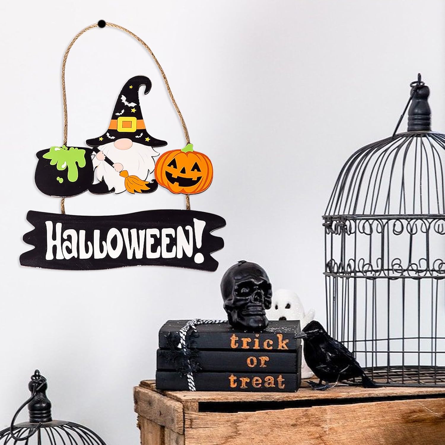 Trick Or Treaters Welcome Sign, Boo Sign Hanging Wall Plaque Signs, Sign for Front Door Keep Out Halloween Sign Halloween Signs for Door Lawn Garden Front Porch