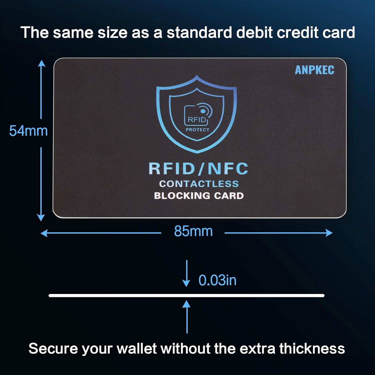 RFID Blocking Card, One Card Protects Entire Wallet Purse, NFC Contactless Bank Debit Credit Card Protector ID ATM Guard Card Blocker–(Black)