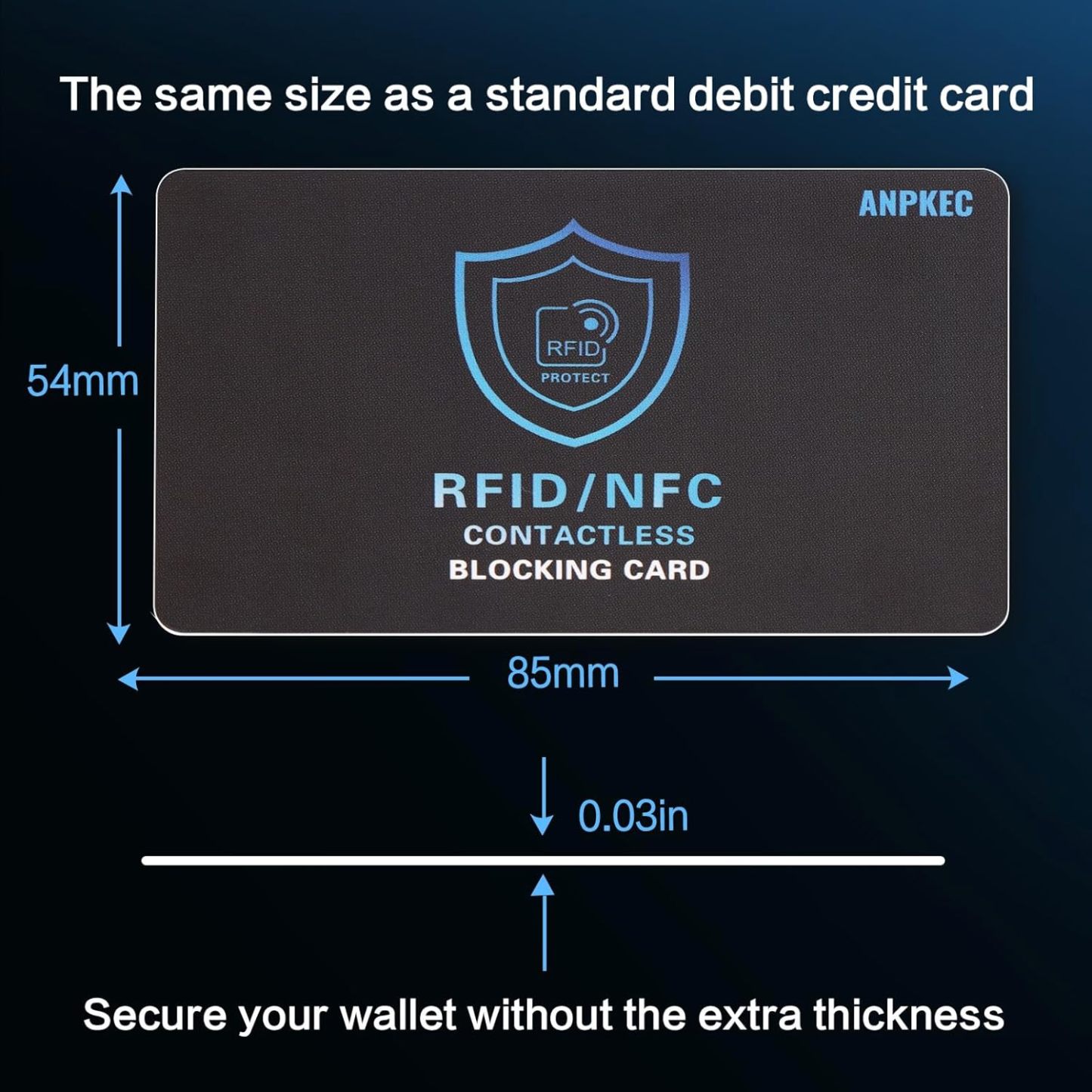 RFID Blocking Card, One Card Protects Entire Wallet Purse, NFC Contactless Bank Debit Credit Card Protector ID ATM Guard Card Blocker–(Black)