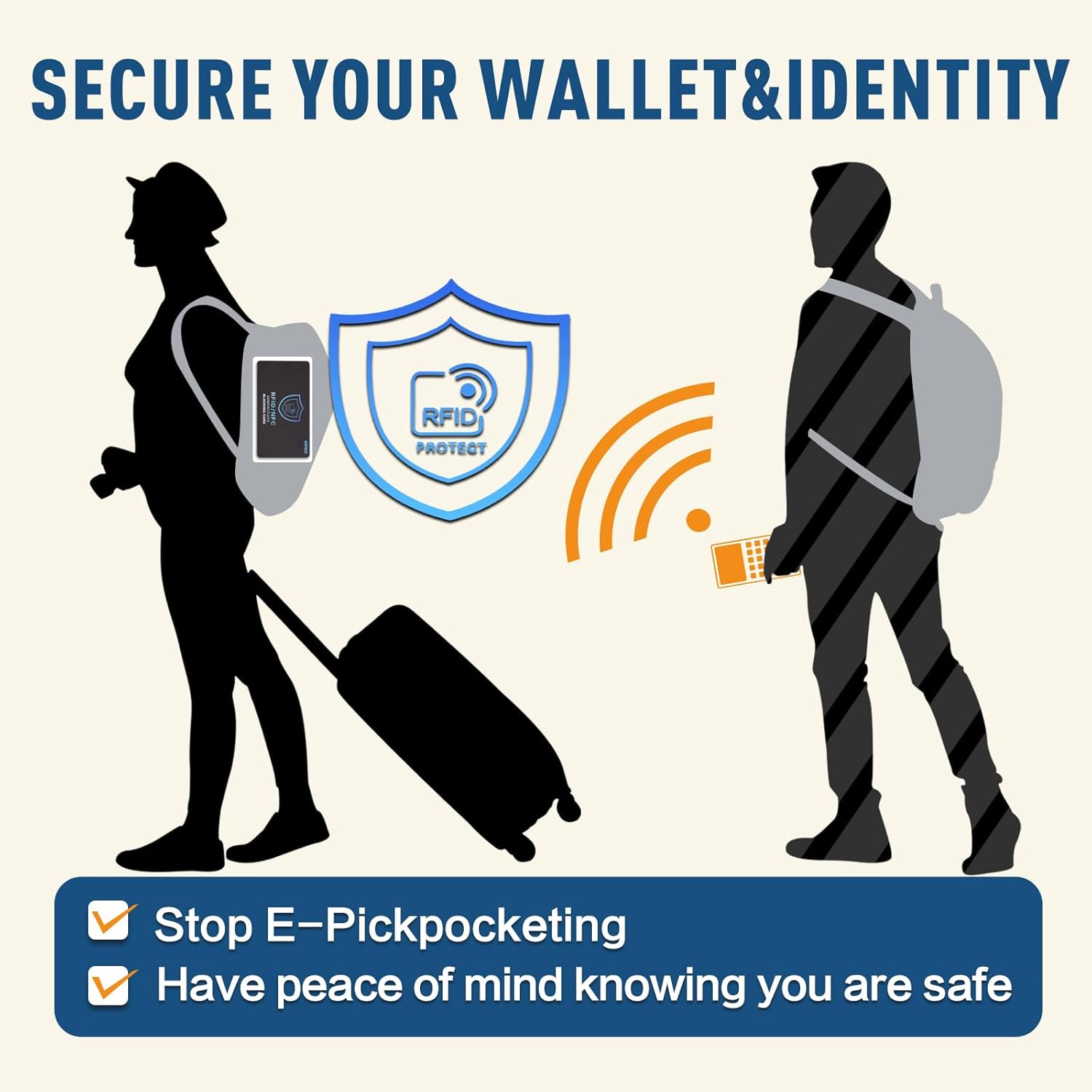 RFID Blocking Card, One Card Protects Entire Wallet Purse, NFC Contactless Bank Debit Credit Card Protector ID ATM Guard Card Blocker–(Black)