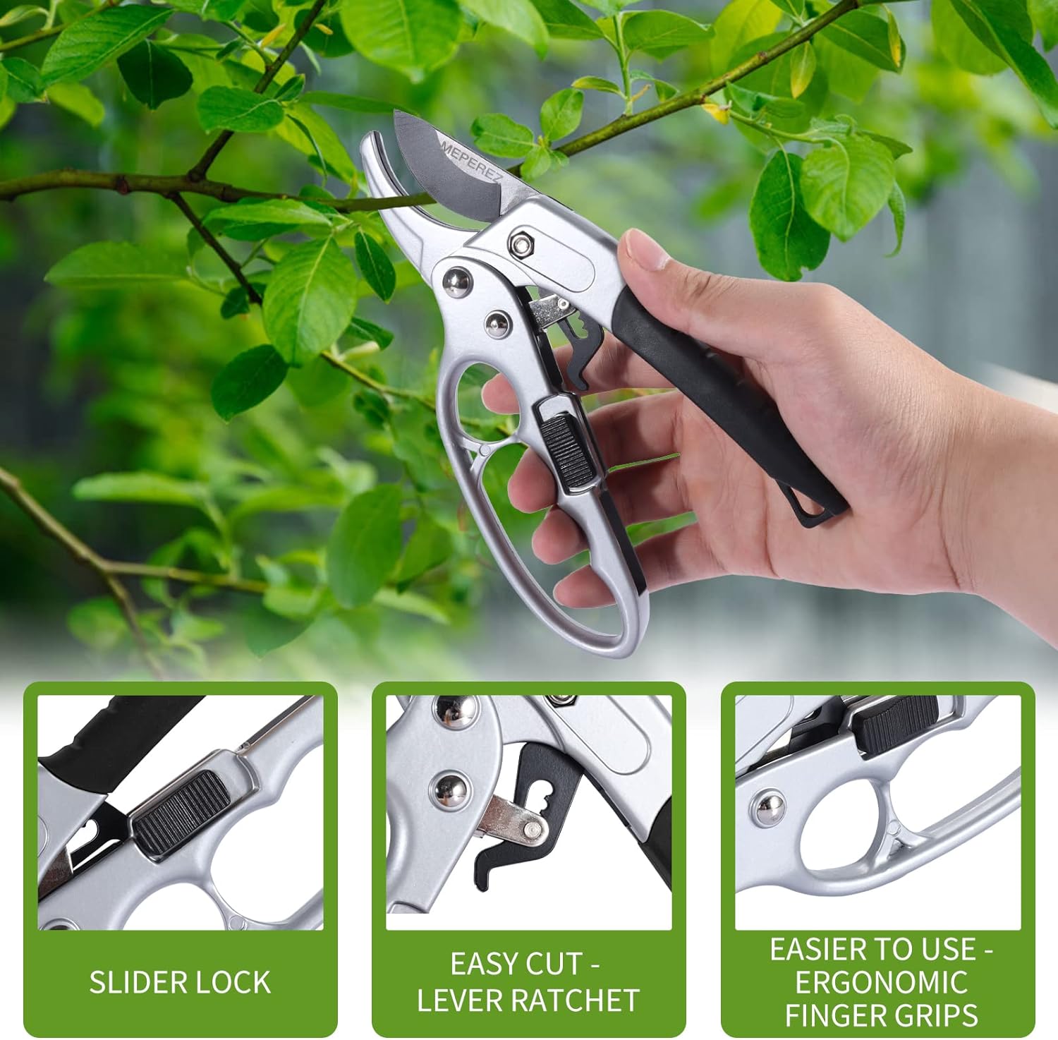 MEPEREZ premium Germany garden clippers, work 3 times easier, arthritis weak hand snips