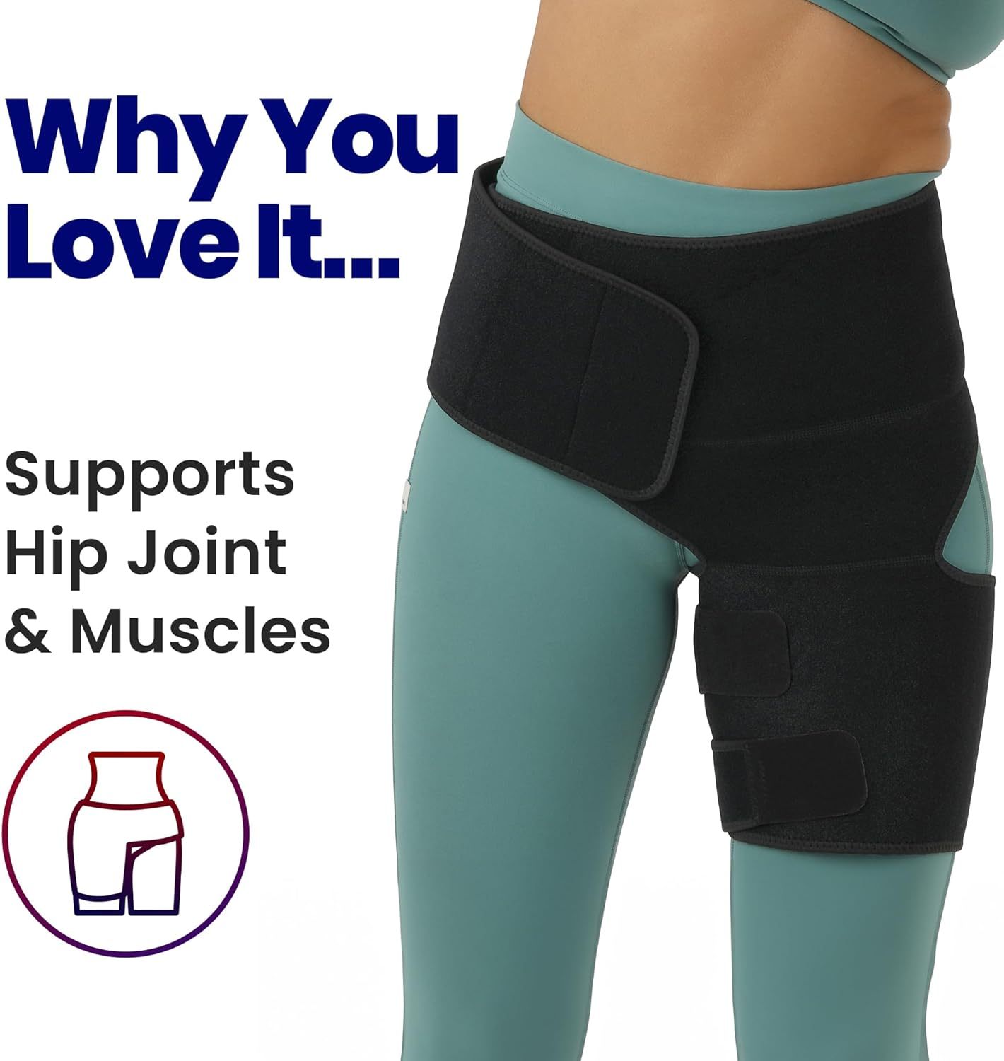 Adjustable Hip & Thigh Brace for Sciatica Pain Relief - Groin & Hamstring Medical Compression Sleeve Stabilizer for Men and Women