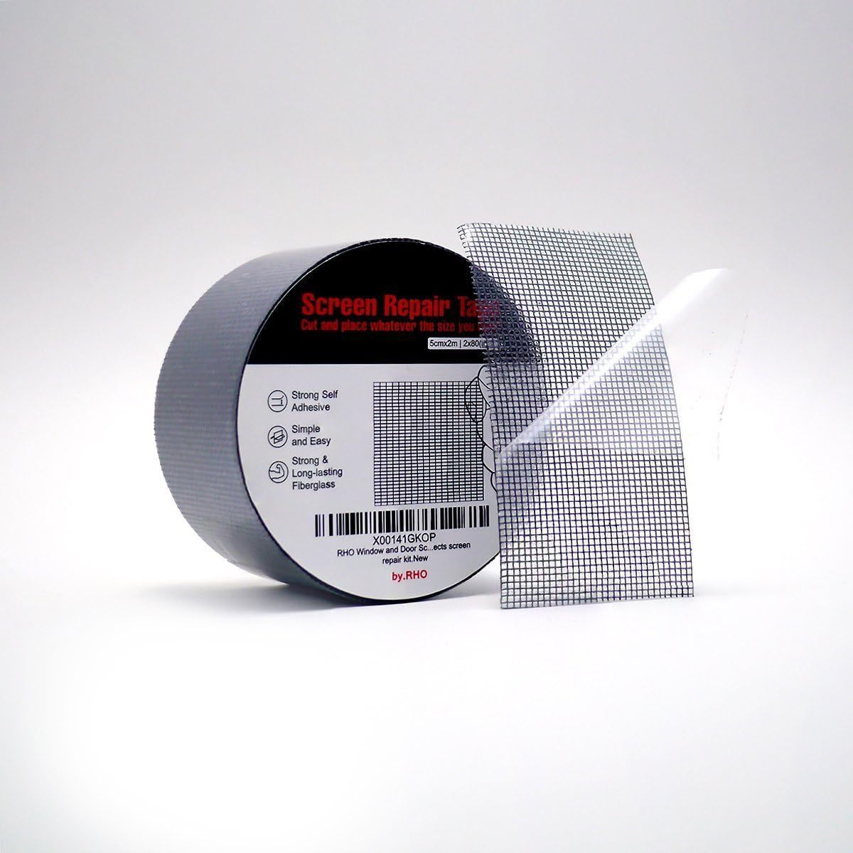 by.RHO Window Screen Repair Kit Tape (Black, 2" x 15FT) for Window Screen and Screen Door Tears Holes 3-Layer Strong Adhesive & Waterproof Tape Fiberglass Covering mesh