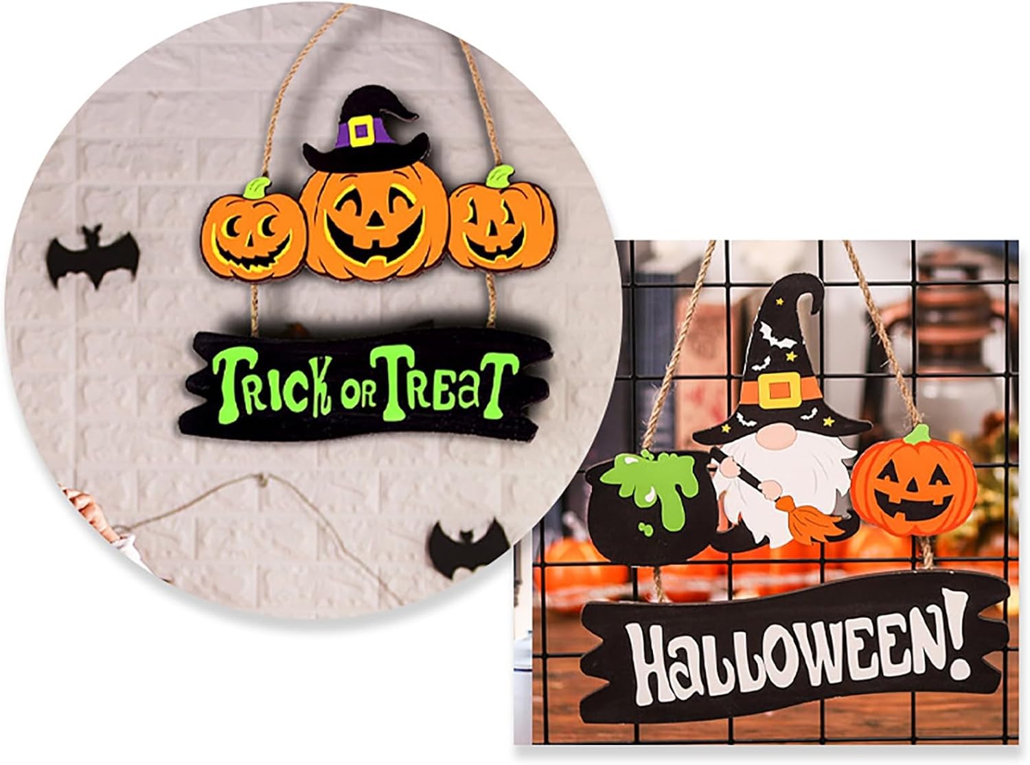 Trick Or Treaters Welcome Sign, Boo Sign Hanging Wall Plaque Signs, Sign for Front Door Keep Out Halloween Sign Halloween Signs for Door Lawn Garden Front Porch
