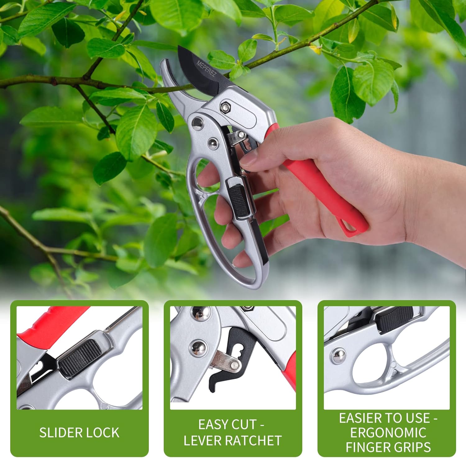 MEPEREZ premium Germany garden clippers, work 3 times easier, arthritis weak hand snips