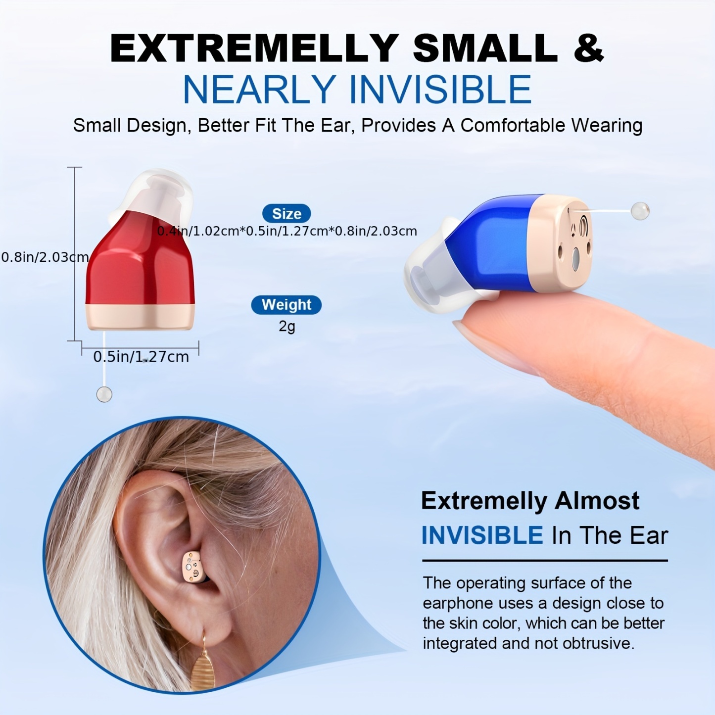 Mini Hearing Aids For Seniors Rechargeable With Noise Cancelling,Hearing Aids For Adults, Digital Hearing Amplifier For Hearing Loss, Invisible Hearing Aid, Hearing Devices Assist