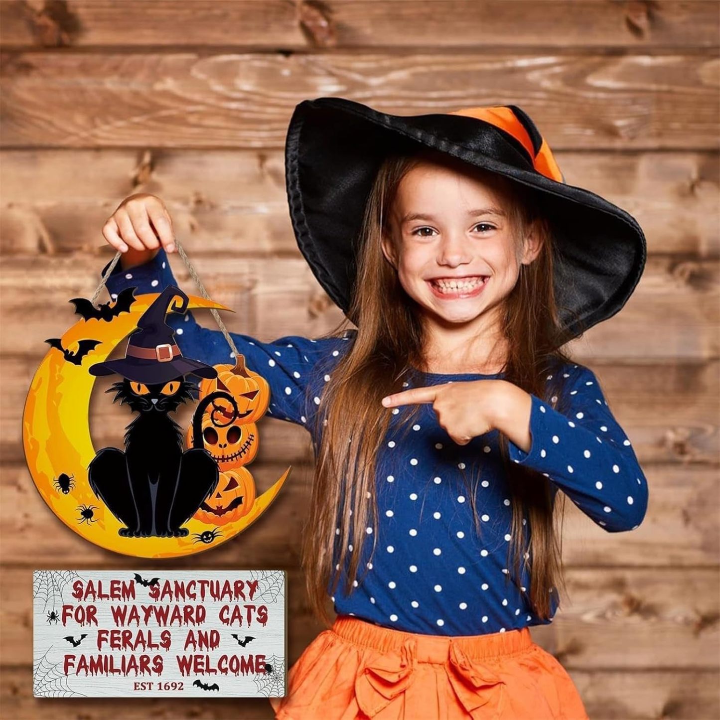 Trick Or Treaters Welcome Sign, Boo Sign Hanging Wall Plaque Signs, Sign for Front Door Keep Out Halloween Sign Halloween Signs for Door Lawn Garden Front Porch