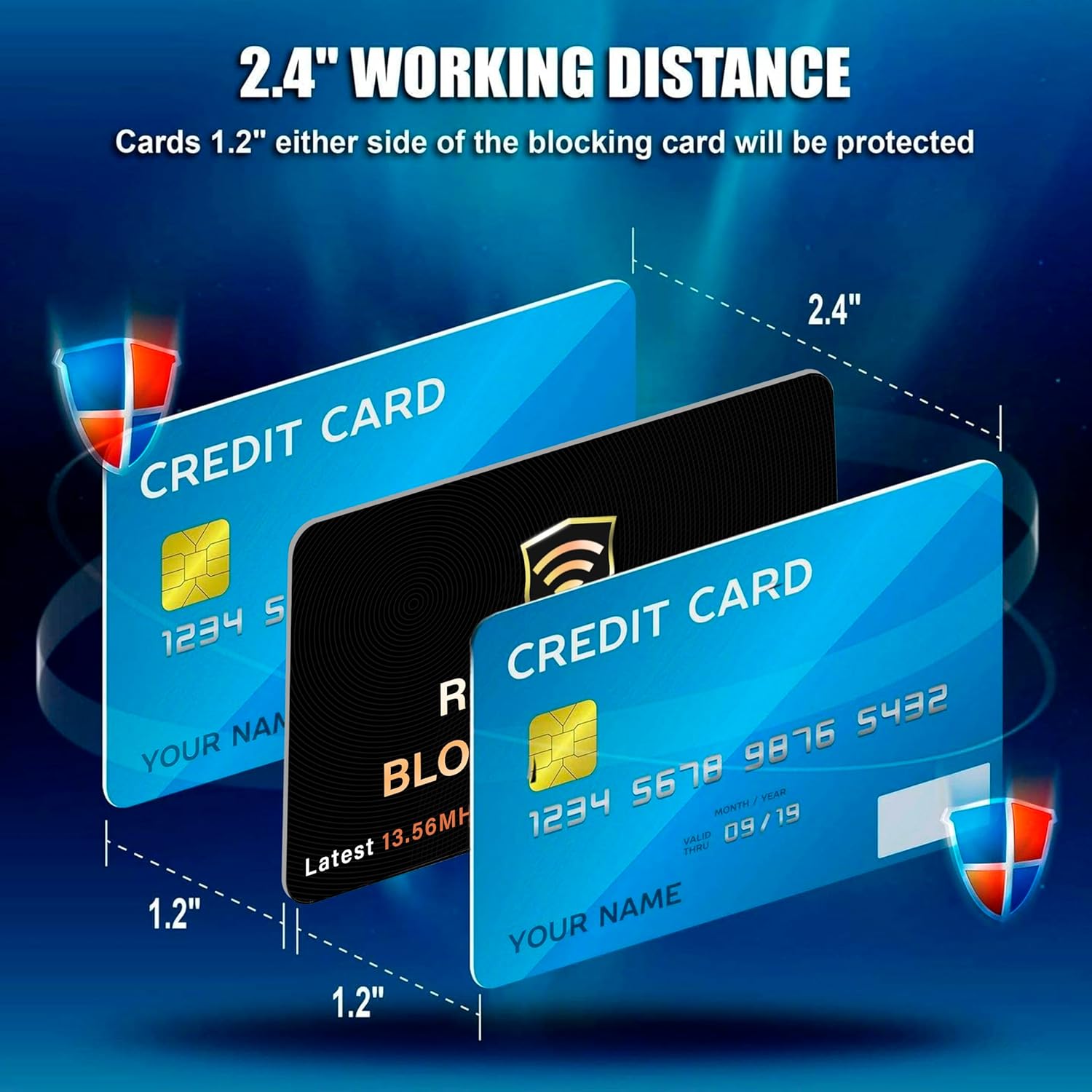 RFID Blocking Card, One Card Protects Entire Wallet Purse, NFC Contactless Bank Debit Credit Card Protector ID ATM Guard Card Blocker–(Black)