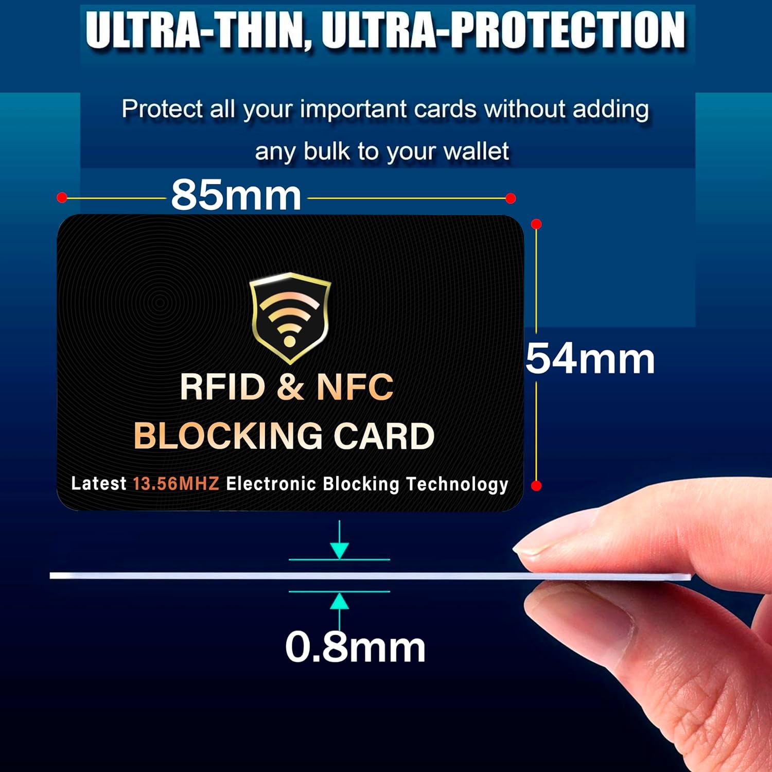 RFID Blocking Card, One Card Protects Entire Wallet Purse, NFC Contactless Bank Debit Credit Card Protector ID ATM Guard Card Blocker–(Black)