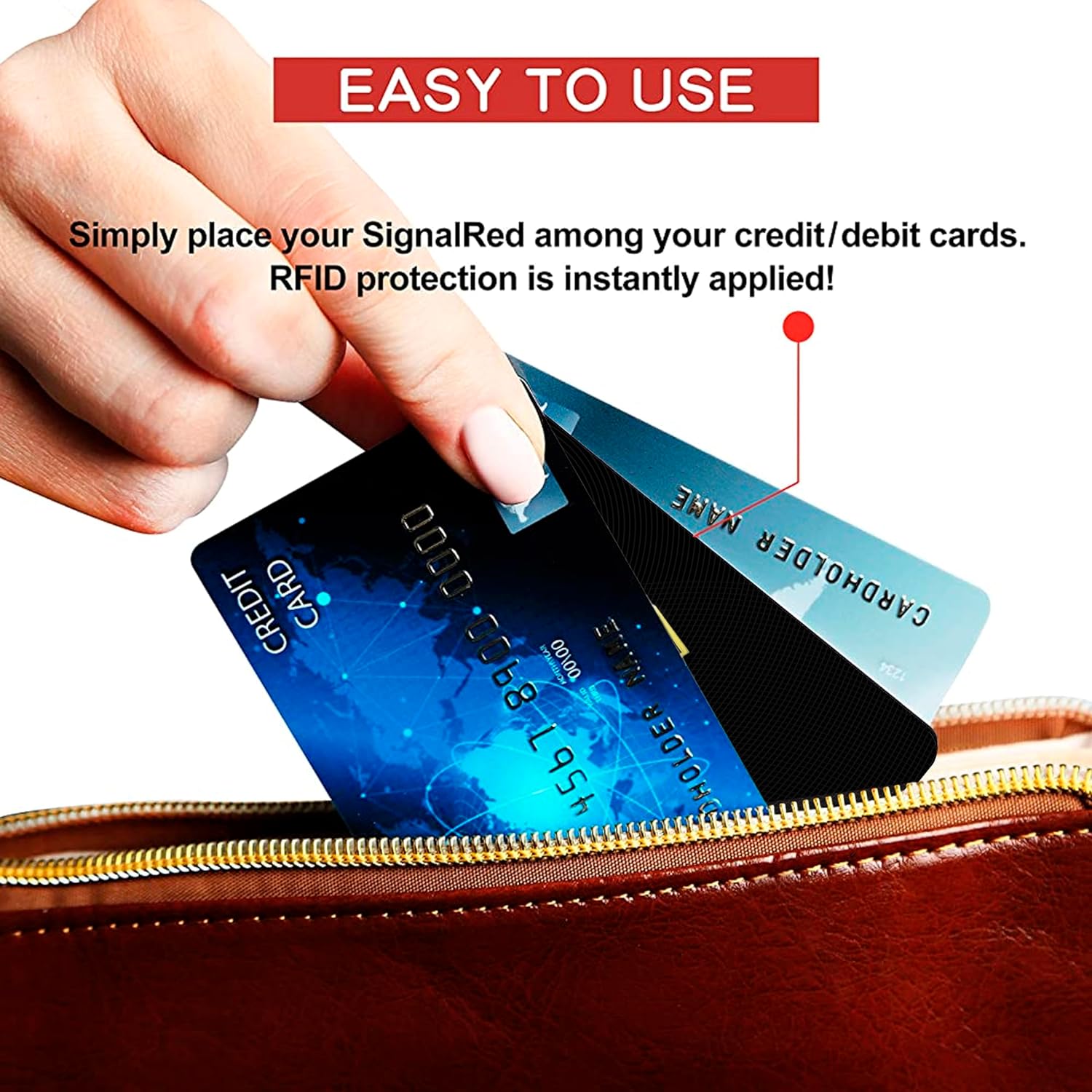 RFID Blocking Card, One Card Protects Entire Wallet Purse, NFC Contactless Bank Debit Credit Card Protector ID ATM Guard Card Blocker–(Black)