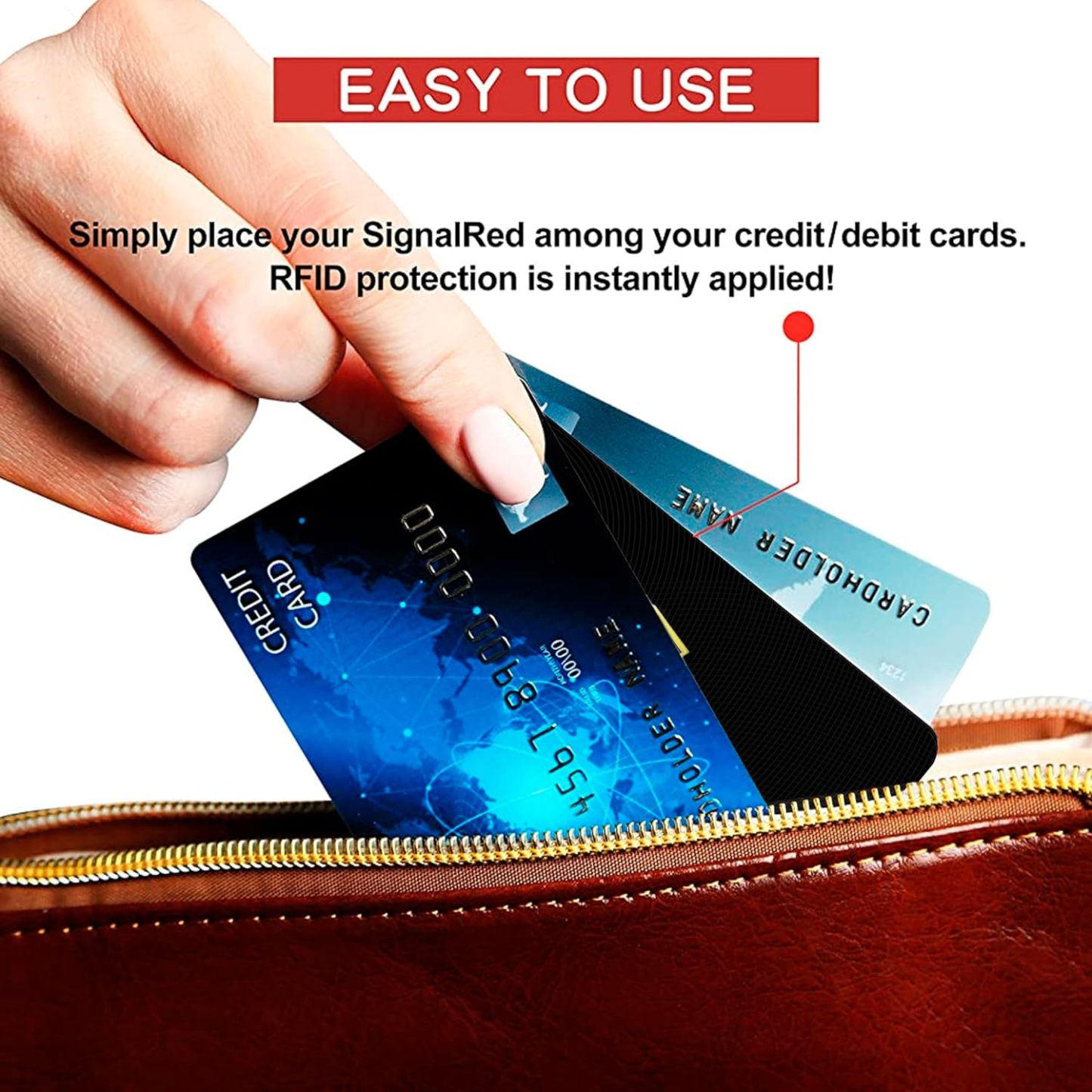 RFID Blocking Card, One Card Protects Entire Wallet Purse, NFC Contactless Bank Debit Credit Card Protector ID ATM Guard Card Blocker–(Black)