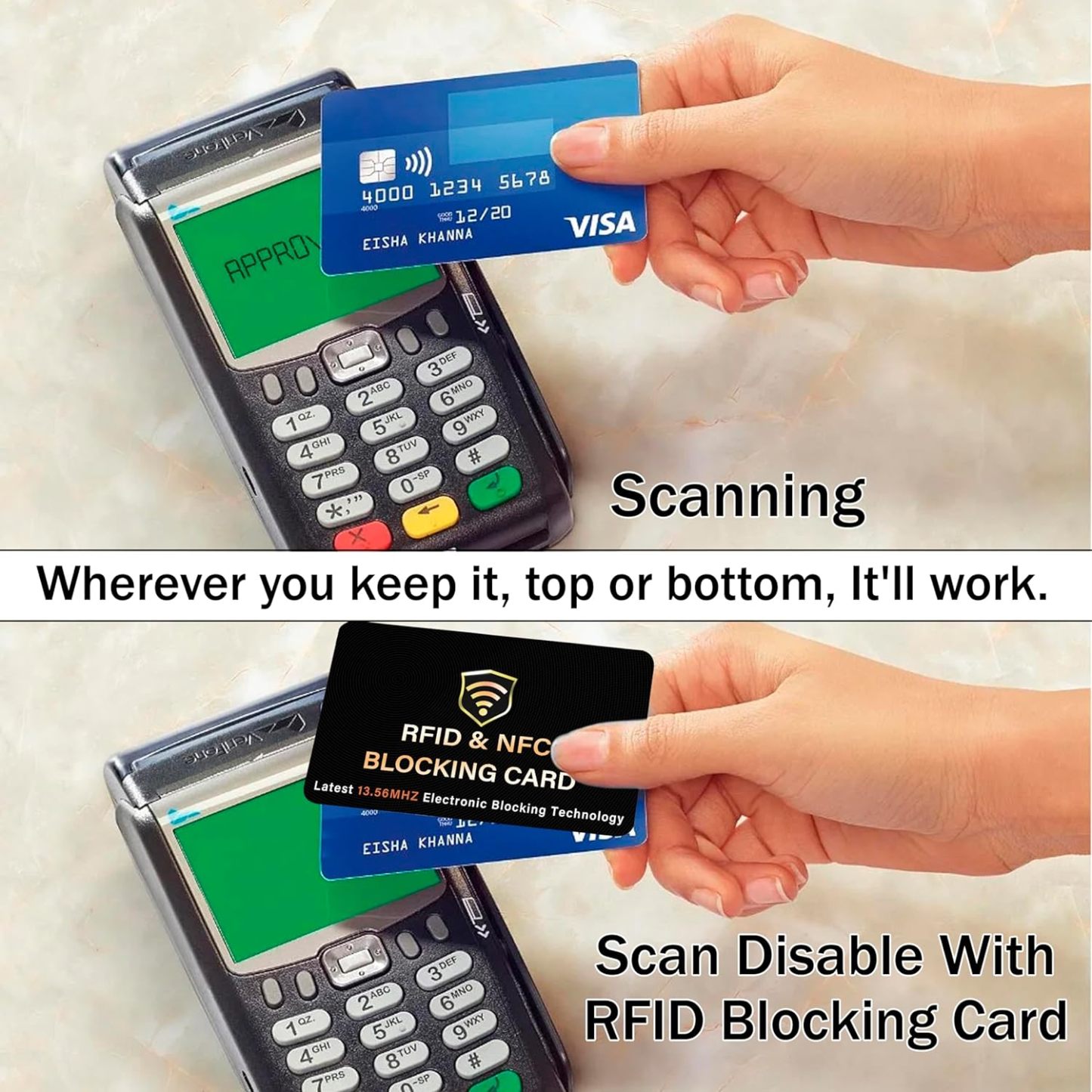 RFID Blocking Card, One Card Protects Entire Wallet Purse, NFC Contactless Bank Debit Credit Card Protector ID ATM Guard Card Blocker–(Black)