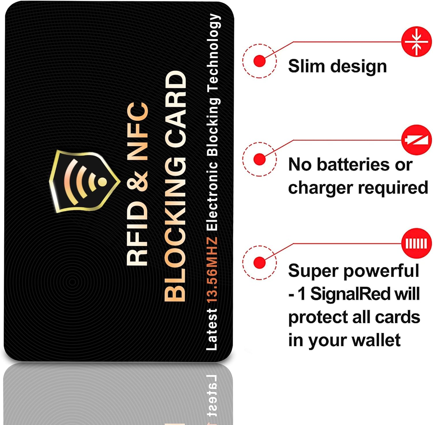 RFID Blocking Card, One Card Protects Entire Wallet Purse, NFC Contactless Bank Debit Credit Card Protector ID ATM Guard Card Blocker–(Black)