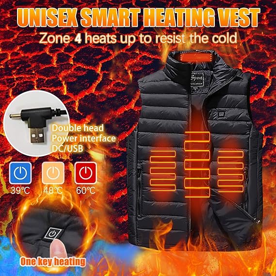 Womens Men 2024 Winter Heated Vest Lightweight Warm Softshell Heating Vest Outdoor Hunting Hiking Winter Jackets