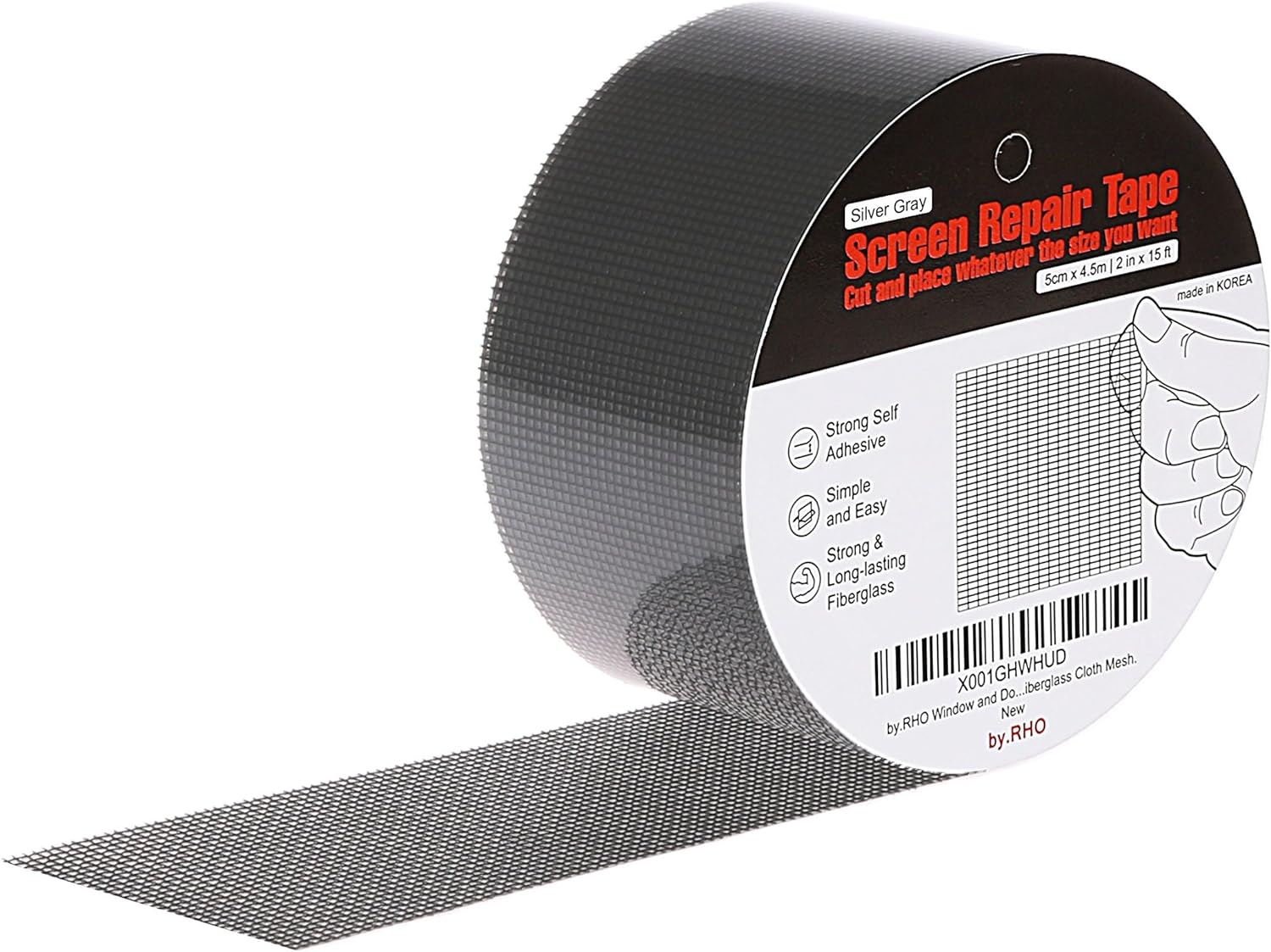 by.RHO Window Screen Repair Kit Tape (Black, 2" x 15FT) for Window Screen and Screen Door Tears Holes 3-Layer Strong Adhesive & Waterproof Tape Fiberglass Covering mesh