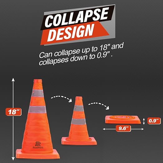 Foldable Traffic Reflective Safety Cone with LED Lights