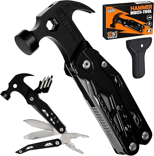 Portable MultiTool With Hammer, Screwdrivers, Nail Puller