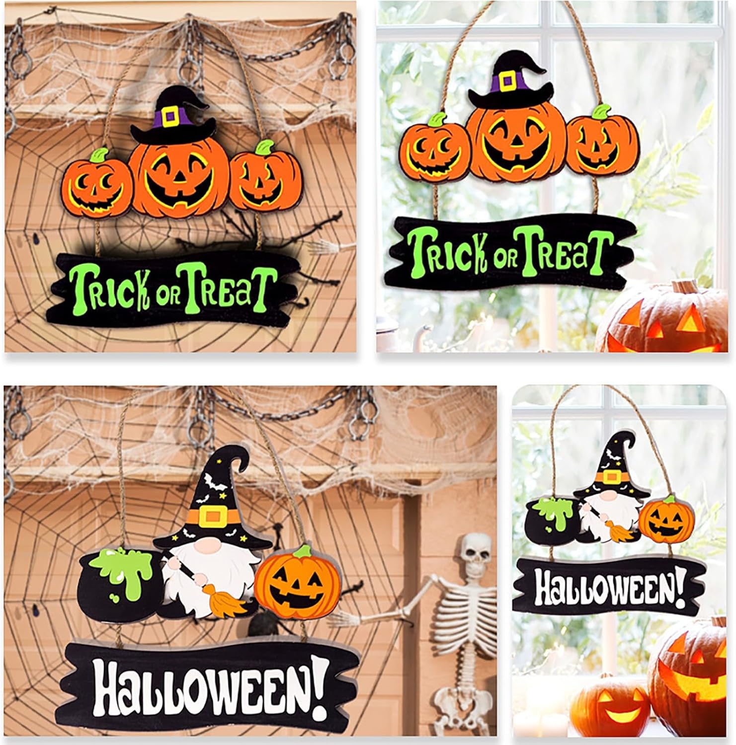 Trick Or Treaters Welcome Sign, Boo Sign Hanging Wall Plaque Signs, Sign for Front Door Keep Out Halloween Sign Halloween Signs for Door Lawn Garden Front Porch