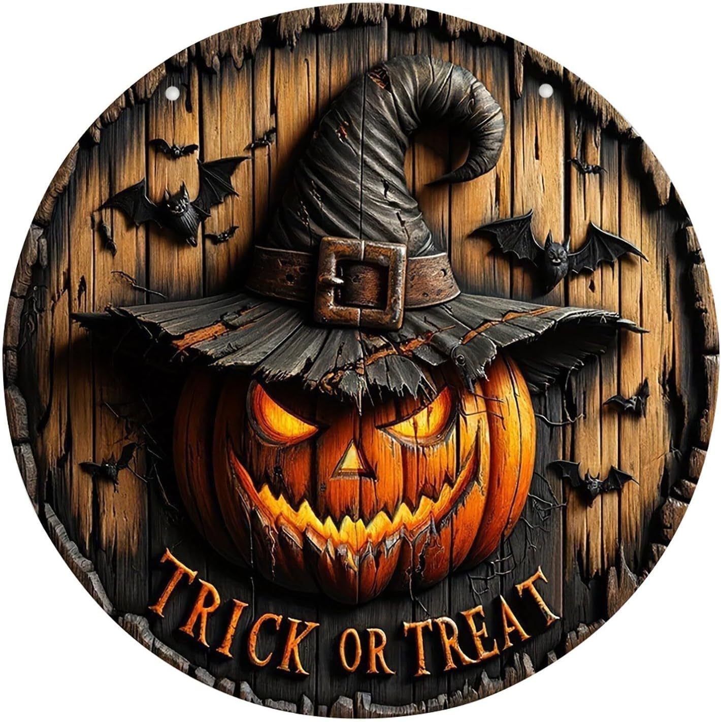 Trick Or Treaters Welcome Sign, Boo Sign Hanging Wall Plaque Signs, Sign for Front Door Keep Out Halloween Sign Halloween Signs for Door Lawn Garden Front Porch