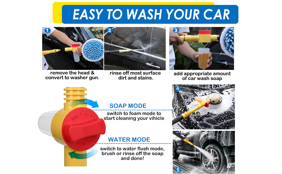 ROTARY car wash brush SPIN CAR WASH MOP WITH LONG HANDLE