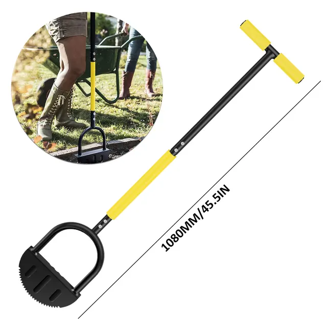 Garden Edger Half Moon Saw-Tooth Hand Edger Manual Lawn Step Edger with Long Handle Landscaping Tool Garden Edger for Driveway
