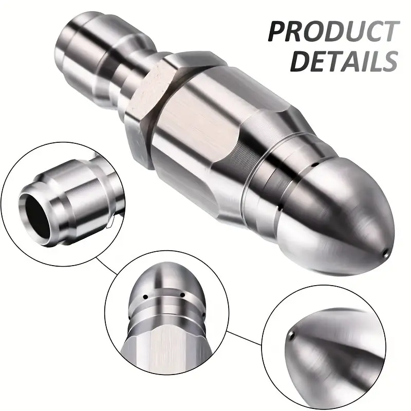 1pc sewer pipe unblocking stainless steel high pressure nozzle stainless steel quick connect 1 4 pipe cleaning rotating nozzle unblocking nozzle details 0