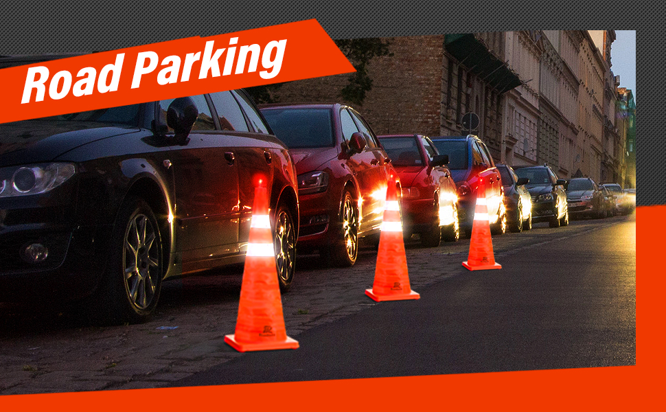 Orange cones with LED light