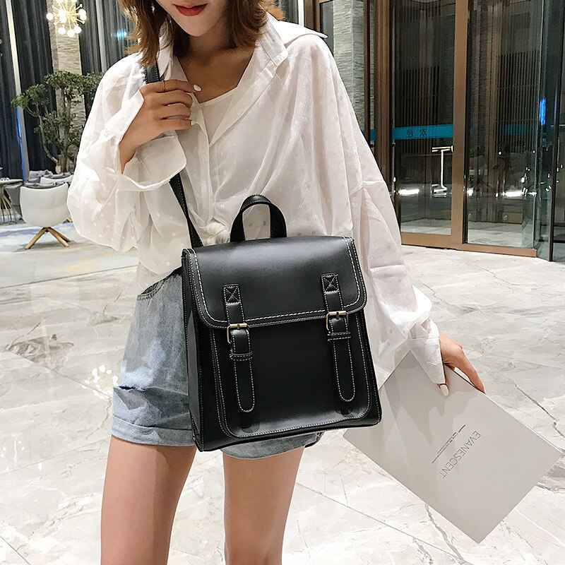 Vintage Backpack Female Pu Leather Bag Women's Backpack Fashion School Bag for Girls High Quality Leisure Shoulder Bag Mochila