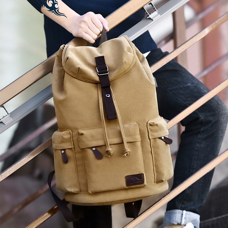 Vintage Canvas Backpack for Men Multifunction School Bag Unisex Retro Laptop Backpack USB Charging Large CapacityTravel Rucksack